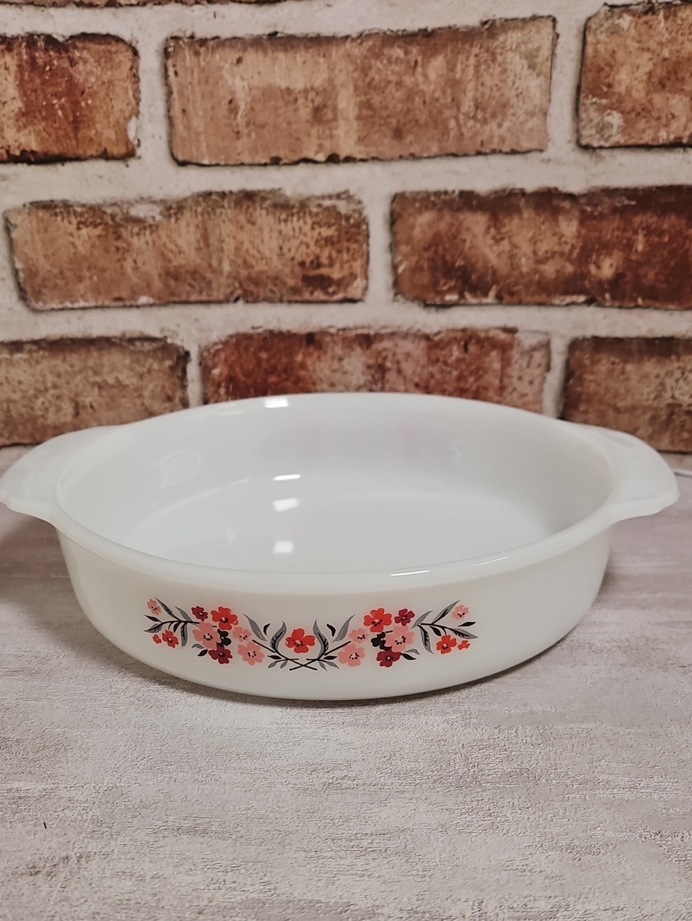 Vintage MCM Fire King Primrose Milk Glass 8" Round Baking Dish Pan 450